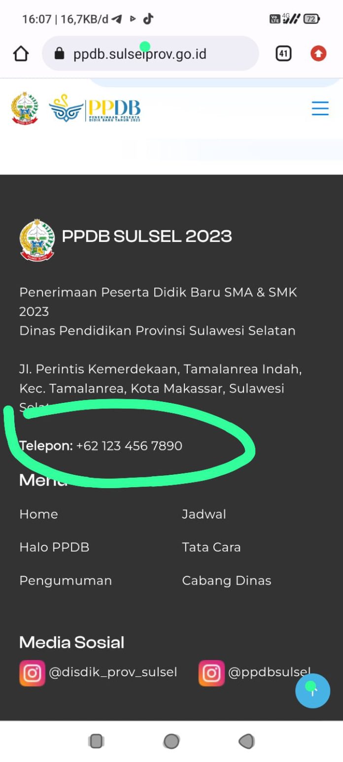 Screenshot Tampilan Aplikasi PPDB 2023